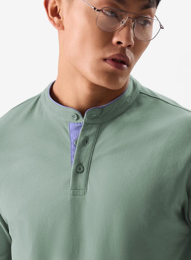 ذا سوليد ستور قميص بولو بياقة ماندارين - Image 4